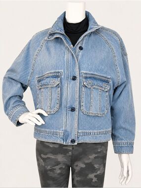 RISEN NWT Boxy Utility Denim Jacket Size Small • Medium Wash • 100% Cotton